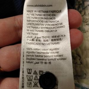 Calvin Klein Liquid Touch Blue Striped Polo Shirt Size Small